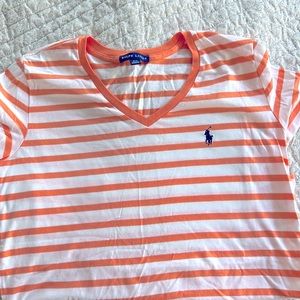 Ralph Lauren Orange and White Striped Tshirt